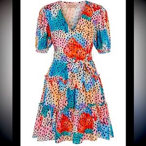 Traffic People Pink and Blue Polka Dot Fabric